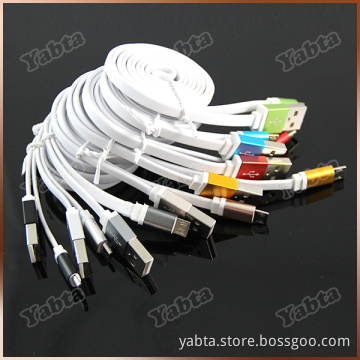 For Samsung, HTC, Blackberry, Nokia Alloy shell TPE material Flat micro usb wire